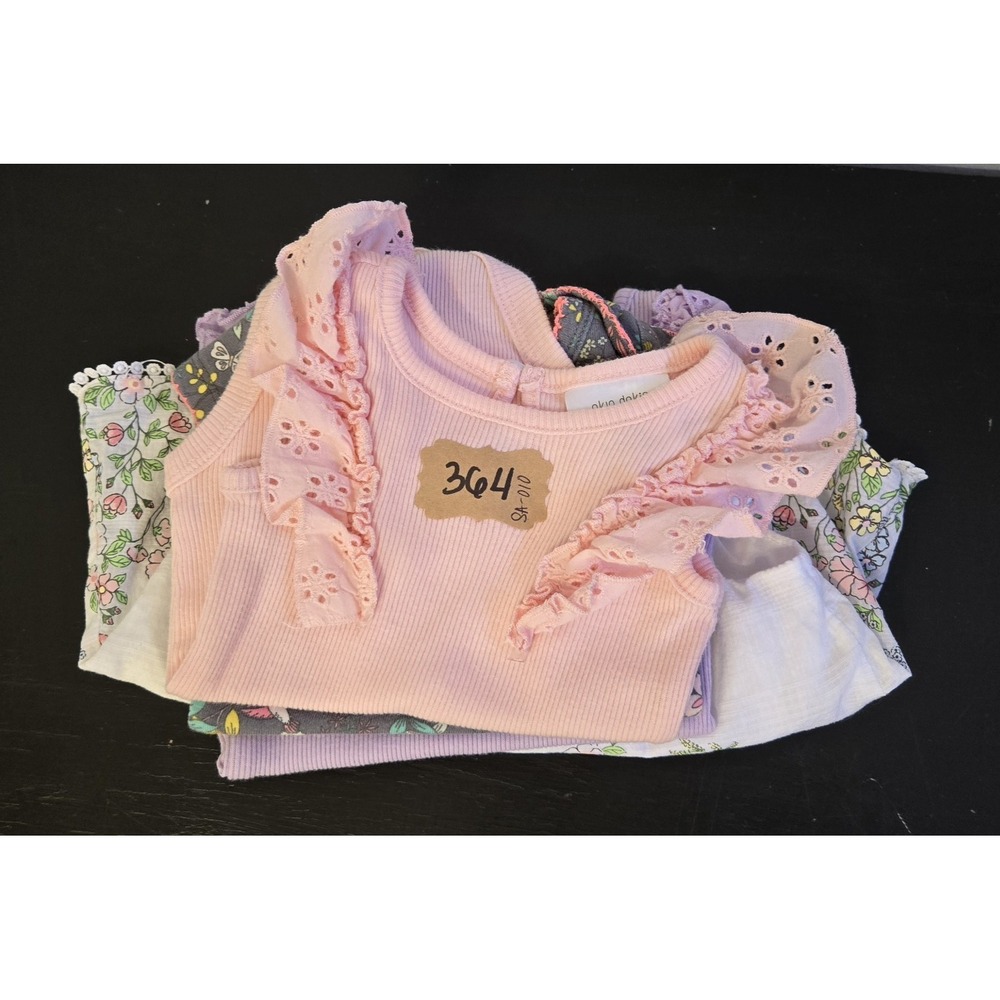 Lot Of 4 Infant Girl's‎ SZ  3 Month OneZs And Dress Spring/Summer Okie Dokie